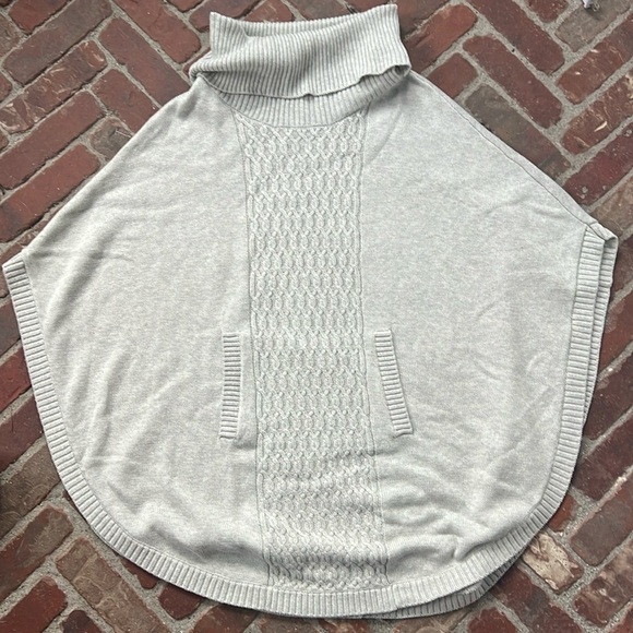 Grey Cabi Cable Knit Turtleneck Poncho Sweater - Picture 1 of 4